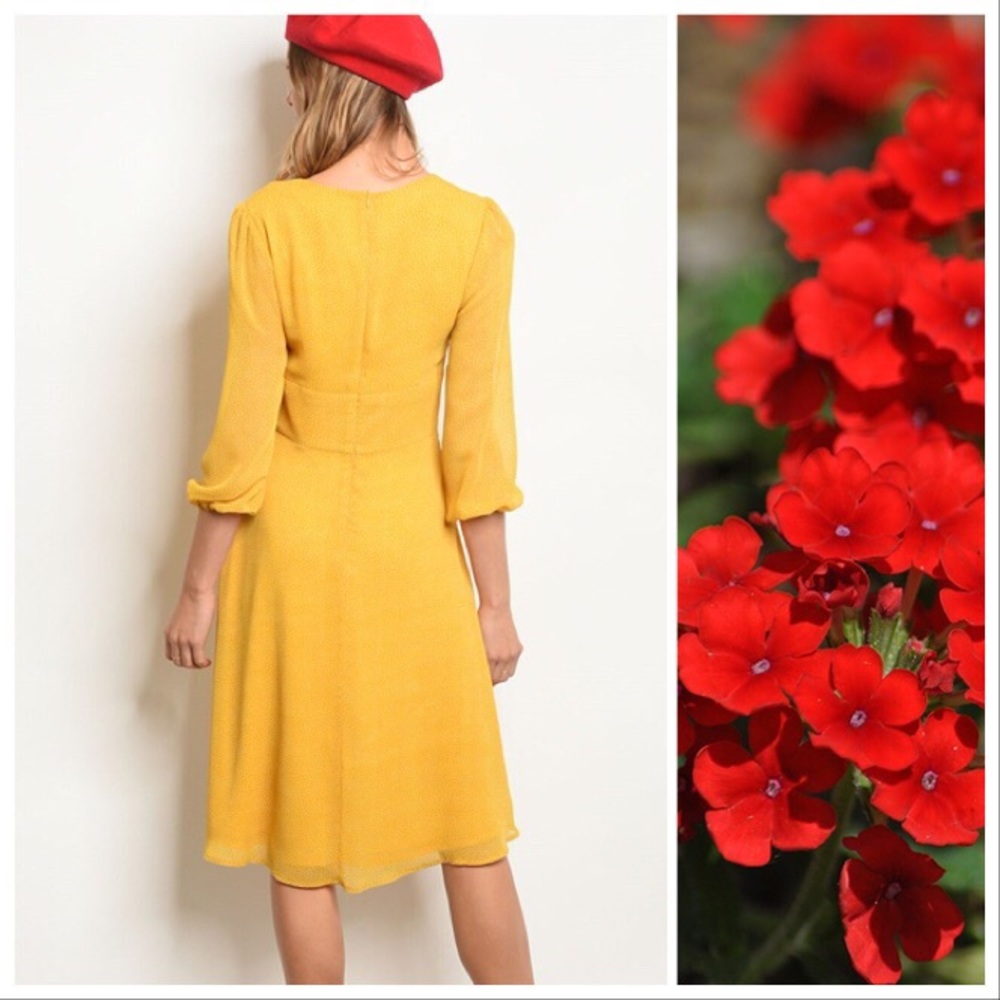 *LAST ONE* Retro Style Mustard Midi Dress - Picture 5 of 7